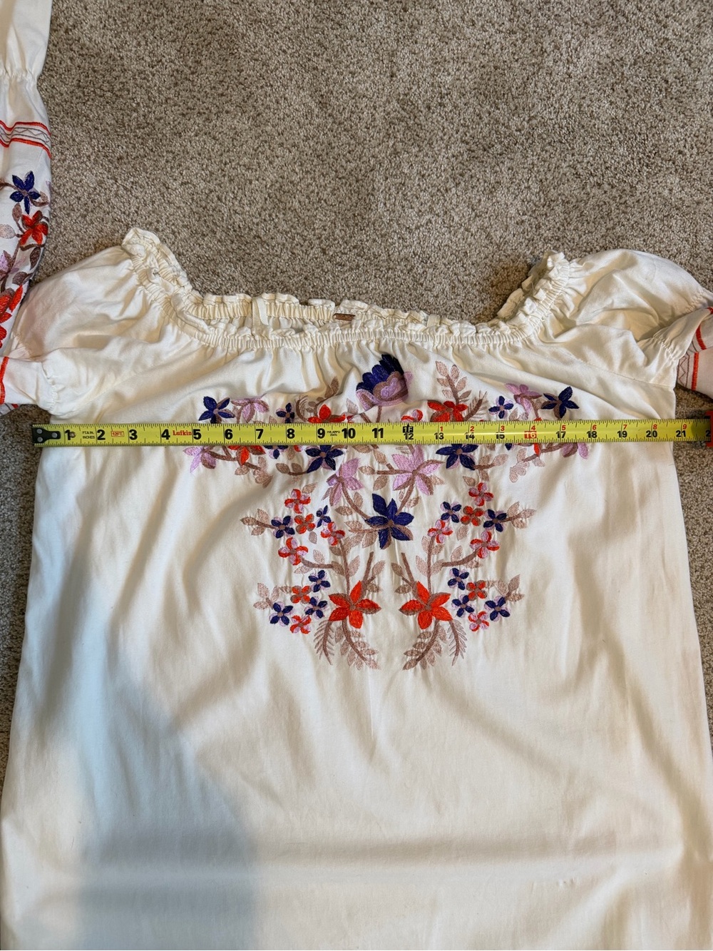 Free People Fleur Du Jour Off the Shoulder Embroidered Dress Boho Size Medium - Picture 11 of 13